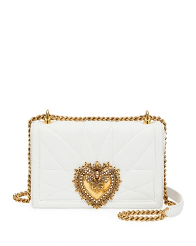 Shop Dolce & Gabbana Devotion Large Quilted Shoulder Bag In White