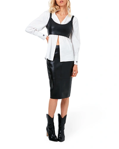 As By Df Mercury Recycled Leather & Knit Bralette Top In Black