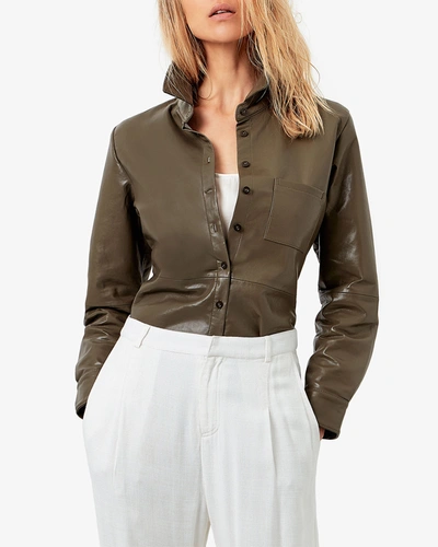 Shop As By Df La Nuit Recycled Leather Blouse In Desert Olive