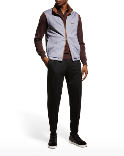 Shop Ermenegildo Zegna Men's Reversible Cashmere/polyester Vest In Dk Org Sld