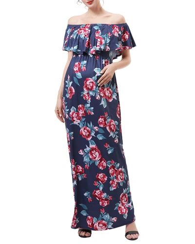 Shop Kimi & Kai Brielle Maternity/nursing Floral-print Maxi Dress In Multicolored