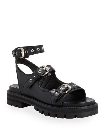 Shop Alaïa Buckle Lug-sole Sporty Sandals In 999 Noir