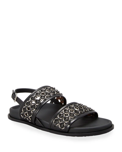 Shop Alaïa Bicolor Chain Sporty Slingback Sandals In 999 Noir