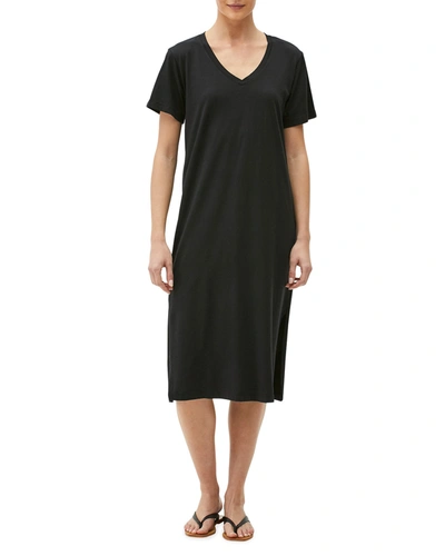 Shop Michael Stars Sandra Short-sleeve V-neck Dress In Black