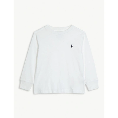 Shop Ralph Lauren White Logo-embroidered Cotton T-shirt 6-14 Years S