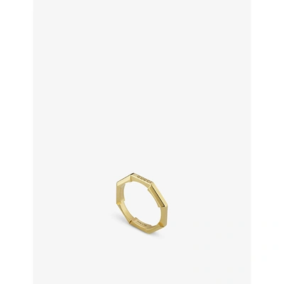 Shop Gucci Link To Love Logo-embossed 18ct Yellow Gold Ring