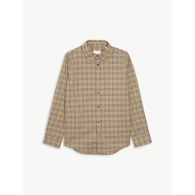 Shop Burberry Owen Checked Cotton Shirt 3-14 Years In Archive Beige Ip Chk