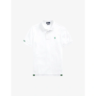 Shop Ralph Lauren Boys Pure White Kids Earth Recycled-polyester Polo Shirt 2-14 Years 6 Years