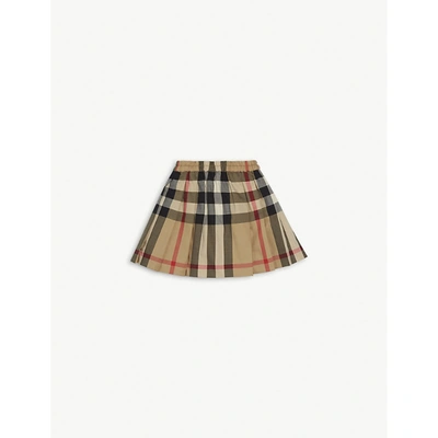 Shop Burberry Archive Beige Hilde Checked Cotton Skirt 6-24 Months