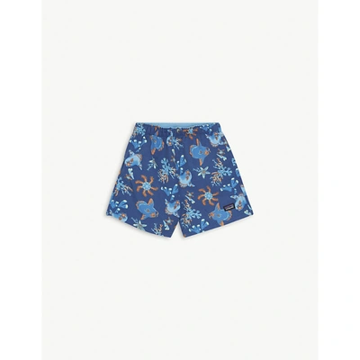 Shop Patagonia Superior Blue Logo-embroidered Recycled Nylon Shorts 6-36 Months 6 Months