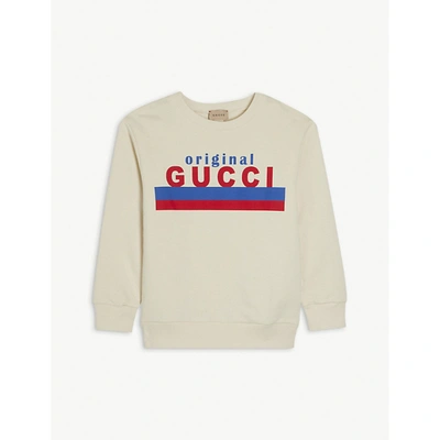 Shop Gucci Logo-print Cotton-jersey Sweatshirt 4-10 Years In White
