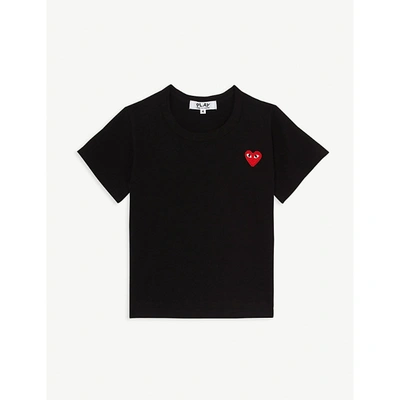 Shop Comme Des Garçons Boys Black Kids Play Logo Cotton T-shirt 2-6 Years 4 Years