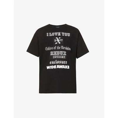 Shop Raf Simons Mens Black I Love You Text-print Cotton-jersey T-shirt L