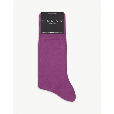 Shop Falke Mens Galaxy Purple Tiago Ribbed Cotton-blend Socks 7.5-8