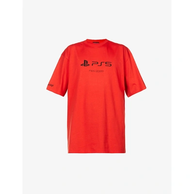 Balenciaga Red Sony Playstation Edition Boxy T-shirt | ModeSens