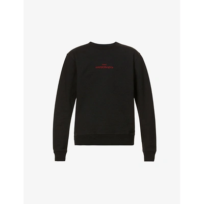 Shop Maison Margiela Identity Brand-embroidered Cotton-jersey Sweatshirt