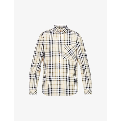 Shop Burberry Mens Soft Fawn Ip Chck Causey Checked Cotton Shirt M