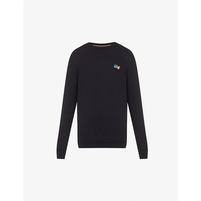 Shop Paul Smith Mens Navy Paint Splatter Logo-embroidered Cotton-blend Jersey Sweatshirt M