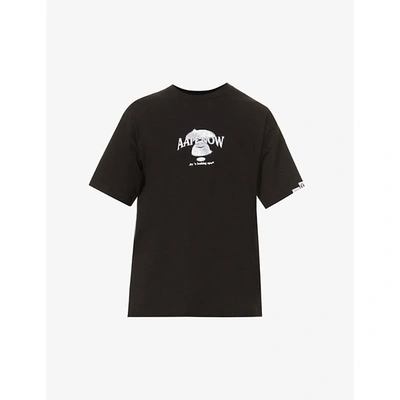Shop Aape Hip Hop Camo Graphic-print Cotton-jersey T-shirt In Black