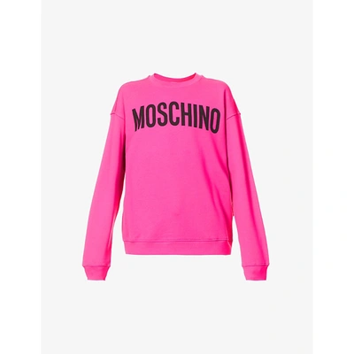 Shop Moschino Mens Fantasy Print Violet Brand-print Cotton-jersey Sweatshirt 42