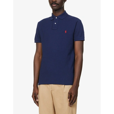 Shop Polo Ralph Lauren Men's Newport Navy Slim-fit Logo-embroidered Cotton-piqué Polo Shirt