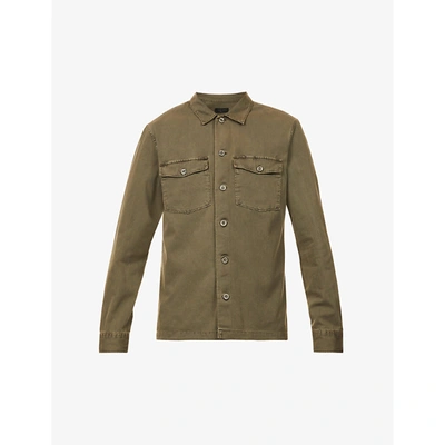 Shop Allsaints Men's Cargo Green Spotter Regular-fit Cotton Shirt