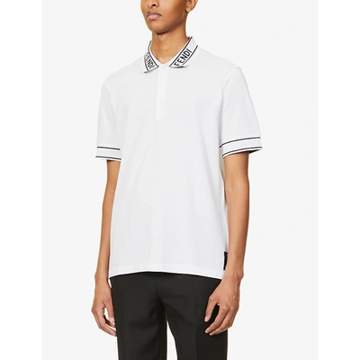 Shop Fendi Branded-collar Regular-fit Cotton-piqué Polo Shirt
