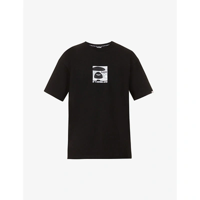 Shop Aape Logo-print Relaxed-fit Cotton-jersey T-shirt In Black