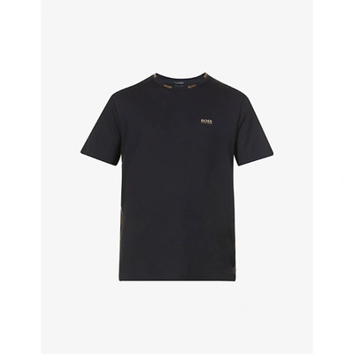 Hugo Boss Mens Black Logo-trim Cotton-jersey T-shirt Xxxl | ModeSens