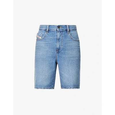 Shop Diesel D-strukt Regular-fit Denim Shorts In Blue