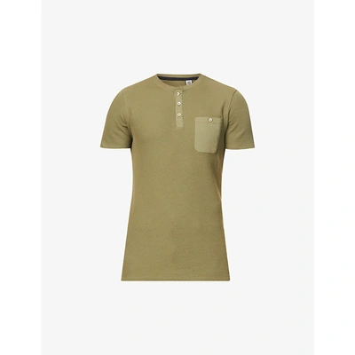 Shop Ted Baker Mens Olive Tekilla Stretch-cotton Knitted T-shirt 40