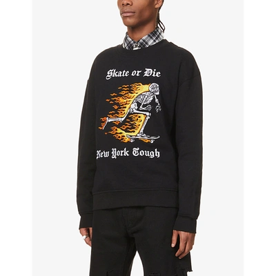 Shop Haculla Skate Or Die Graphic-print Cotton-jersey Sweatshirt