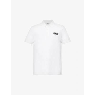 Shop Valentino Logo-patch Regular Fit Cotton-piqué Polo Shirt
