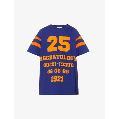 Shop Gucci Men's Vintage Ink Orange 1921 Crewneck Cotton-jersey T-shirt