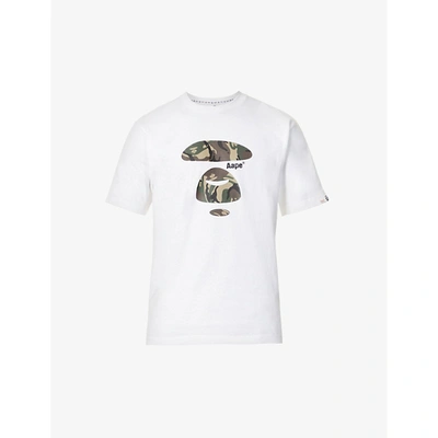 Shop Aape Mens White Logo-print Regular-fit Cotton-jersey T-shirt L