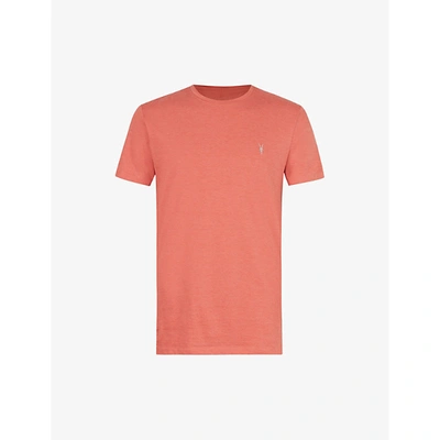 Shop Allsaints Mens Saffron Red Ma Tonic Crewneck Cotton-jersey T-shirt Xs