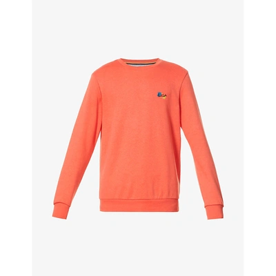 Shop Paul Smith Mens Coral Red Paint Splatter Logo-embroidered Cotton-blend Jersey Sweatshirt Xl