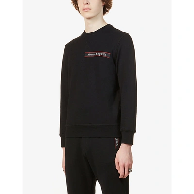 Shop Alexander Mcqueen Logo-tape Cotton-jersey Sweatshirt In Black