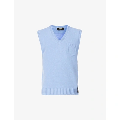 Shop Fendi Mens Sagittarius Brand-embossed Boxy-fit Cotton-blend Knitted Jumper 42