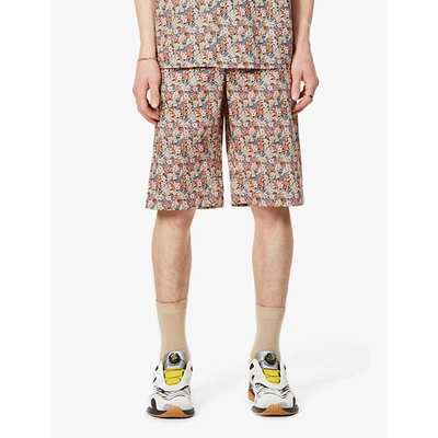 Shop Gucci Mens Multi X Liberty Mary Rose-print Cotton Shorts 30