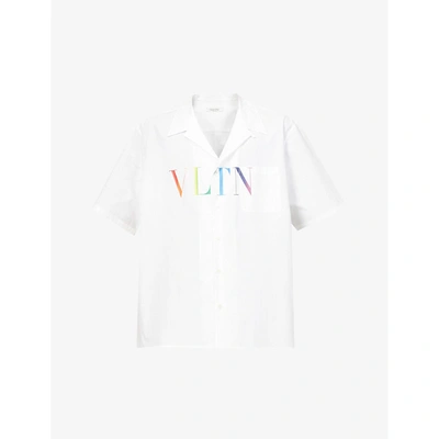 Shop Valentino Logo-print Boxy-fit Cotton-poplin Shirt