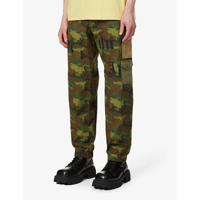 Shop Palm Angels Camouflage-print Straight-leg Relaxed-fit Cotton Trousers
