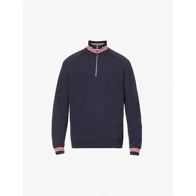 Shop Orlebar Brown Mens Navy Isar Funnel-neck Cotton-jersey Sweatshirt S