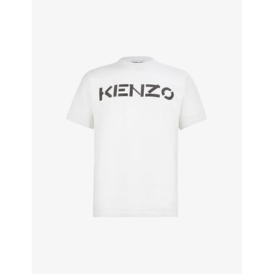 Shop Kenzo Logo-print Crew Neck Cotton-jersey T-shirt In White