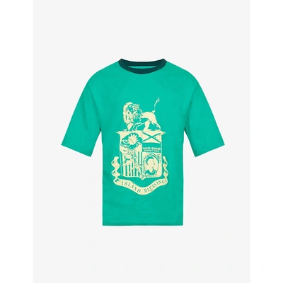 Shop Wales Bonner Crest Graphic-print Organic-cotton Jersey T-shirt
