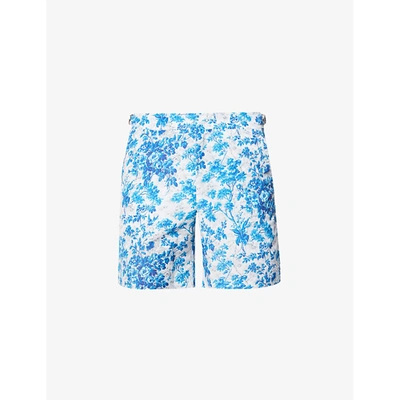 Shop Orlebar Brown Mens Blue Wash/capri Bulldog Vintage Floral-print Swim Shorts 30
