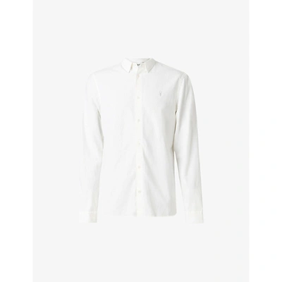 Shop Allsaints Men's White Lovell Slim-fit Cotton Shirt