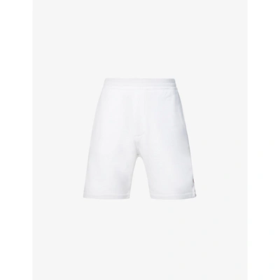 Shop Alexander Mcqueen Mens White Mix Branded-tape Tapered Cotton-jersey Shorts M