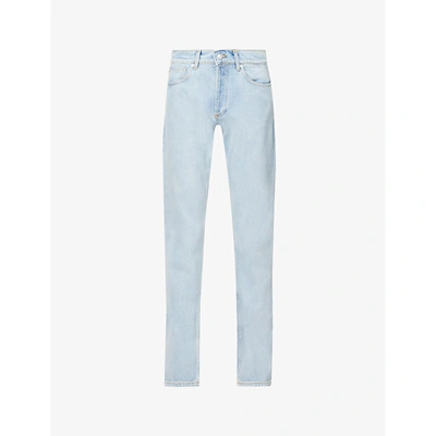 Shop Sandro Mens Blue Vintage Denim Straight-leg Mid-rise Jeans Xs