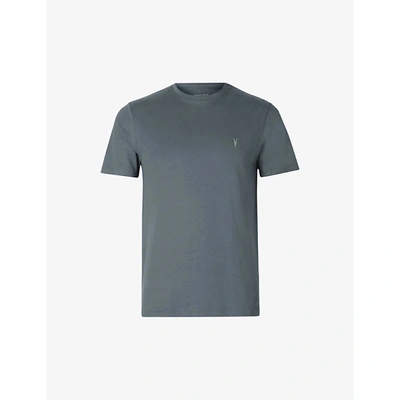 Shop Allsaints Mens Mercer Green Brace Crewneck Cotton-jersey T-shirt Xs